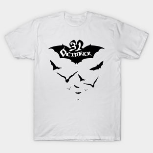 Halloween Black Bat 31 October Party T-Shirt